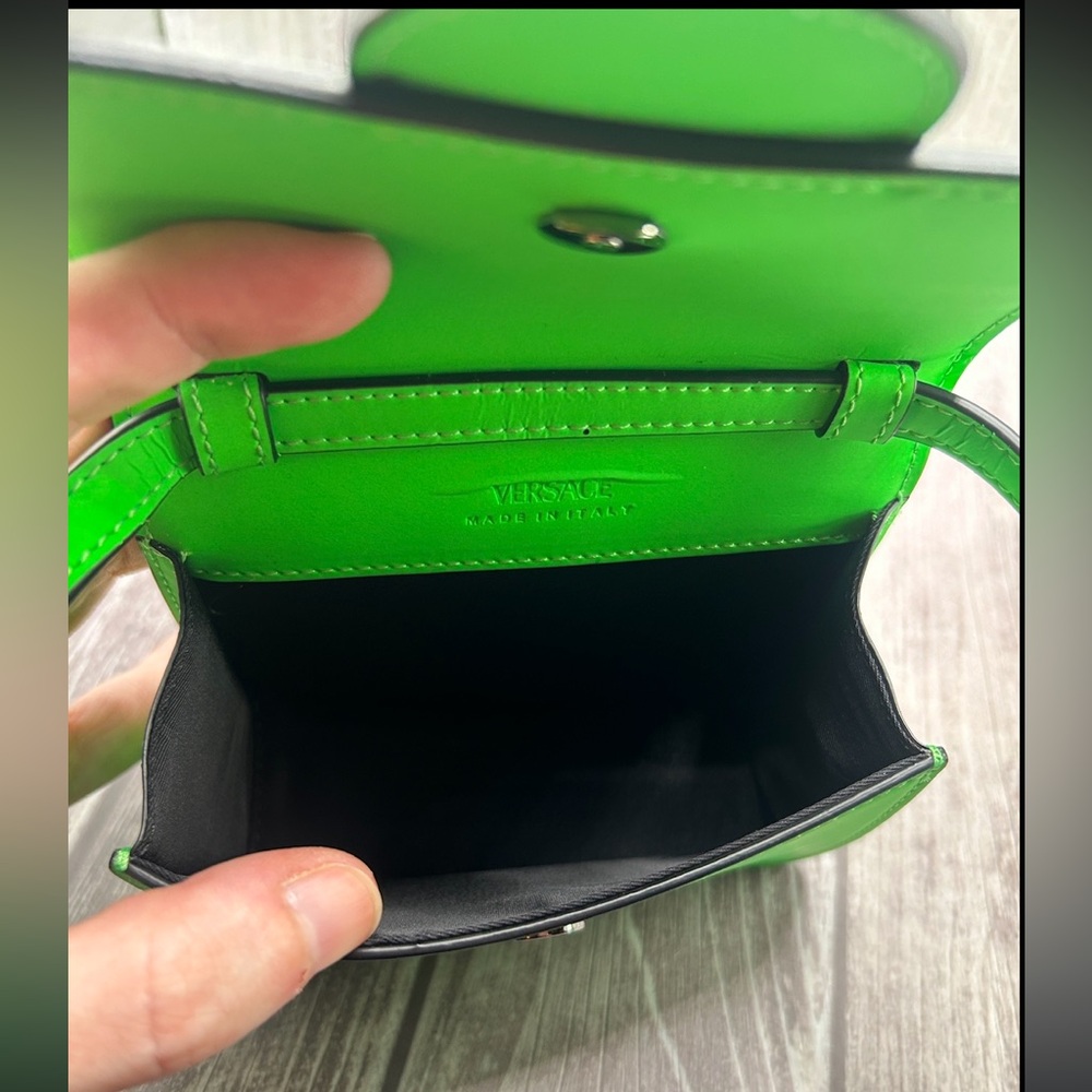 SOLD❤️ VERSACE Medusa Mini Bag Neon Lime Green Leather RFID + COA - Picture 13 of 16